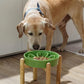 LE TAUCI Ceramic Slow Feeder Dog Bowls Elevated, 3 Cup Raised Bowl with Wooden Stand for Medium Large Breed, Slow Down Eating, Puzzle Dog Food Bowl, Clover Green