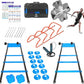 Agility Ladder Speed Training Equipment Set-2x 20ft Agility Ladder,12 Soccer Cones,4 Adjustable Hurdles, Jump Rope, Running Parachute| Basketball Football Soccer Training Equipment for Kids Adults