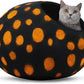 Woolygon Premium Felt Cat Cave Bed - Polka Dot Series - Wool Kitty Beds Handcrafted Kitten Caves Bed for Indoor Cats - Eco-Friendly Merino Wool, Foldable Cat Hideaway Cat Houses (Yellow/Black Dots)
