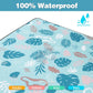 PY SUPER MODE Extra Large Waterproof Picnic Blankets 83x79 Inches - 5 Layer Outdoor Picnic Mat for Beach Camping Park Lawn, Windproof Anchor System with Stakes, Foldable Blue&Green