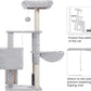 Heybly Cat Tree with Cat Self Groomer Brush, Cat Tower Condo for Indoor Cats with Padded Plush Perch, Cat House with Basket Scratching Board Post, Light Gray HCT005SW