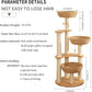 54" Modern Cat Tree Tower for Indoor Cats, Oak Cat Scratching Tree for Multiple Large Cats, Manual Hand Woven Luxury Cat Condo, Unique High-end Design Cat Furniture Activity Centre, Easy Clean
