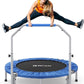 BCAN 40/48" Foldable Mini Trampoline Max Load 330lbs/440lbs, Fitness Rebounder with Adjustable Foam Handle, Exercise Trampoline for Adults Indoor/Garden Workout