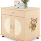 Tangkula Litter Box Enclosure, Hidden Cat Washroom with Drawer, Sisal Scratching Doors, Adjustable Metal Feet, Modern Cat Litter Cabinet Storage Bench, Double Enclosed Litter Box Furniture
