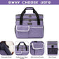 BAGLHER Dog Travel Bag for Supplies - Double-Layer Airline Approved Weekend Pet Travel Organizer Set for Dog and Cat Tote with 2 Pet Food Containers and 2 Collapsible Silicone Bowls Purple