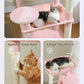 Cat Tree for Large Cats Adult with Metal Plush Big Hammock, 56.3" Cat Tower with 2 Door Condo House, 6-Tier Cat Shelves with Scratching Posts and Large Top Perch, Light Pink