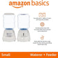 Amazon Basics Automatic Dog Cat Water Dispenser Gravity Feeder Set, Pack of 2, Small, 6-Pound Food Capacity, 1-Gallon, Gray