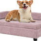 AFBKSS&BB Pet Sofa with Hidden Storage for Puppy and Cat,Linen Fabric Dog Sofa,Cat Couch with Wooden Frame (Pink)