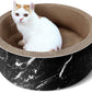 Cat Scratcher Post & Board, Round Cat Scratching Lounge Bed, Durable Pad Prevents Furniture Damage, 17.32'' x 17.32''x 6.11'', Black