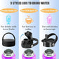 Water Bottle Insulated 32oz 40oz 64oz 128oz Straw Lid Spout Lid & 3 Lids, Leak Proof, Vacuum Insulated,Stainless Steel Water Bottle Wide Mouth for Sports, Gym or Office