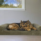 Furhaven Orthopedic Dog Bed for Large Dogs w/ Removable Bolsters & Washable Cover, For Dogs Up to 95 lbs - Faux Fur & Velvet Sofa - Dark Sage, Jumbo/XL