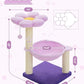Flower Cat Scratching Post, 28" Cute Cat Tree Tower for Indoor Cats with Large Hammock Soft Perch Bed, Replaceable Toy Ball for Kittens, Purple