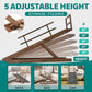 Dog Ramp for Bed, Adjustable Pet Ramps for Dog to Get on Bed, Non-Slip Rubber Surface - Folding Wooden Dog Ramp for Small/Large/Old Dogs, Adjustable up to 31 inch High Beds, Safety Railings