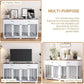 Large Dog Crate with Double Rooms, 72" Heavy Duty Wooden Dog Cage Furniture Dog Crate Kennel with Drawers & Removable Divider,Indoor Luxury Dog House for Large Dogs,White
