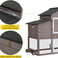 Aivituvin Chicken Coop Outdoor with Wheels, Mobile Hen House Wooden Poultry Cage with Run & Waterproof Roof (Grey with White)