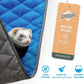Paw Inspired Hanging Fleece Hammock for Ferrets, Rats, Chinchillas, Sugar Gliders, Small Pets | Hideout Toy for Guinea Pigs, Hamsters | Swivel Clips for Small Animal Cages (Gray/Blue)