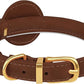 OOPSDOGGY Rolled Leather Dog Collar with Airtag Holder - Reflective Round Airtag Dog Collar - Soft Tracking Pet Collar for Small Dogs Puppy Cats Kitten (Brown, XS, 8"-11")