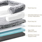 EHEYCIGA Foldable XXL Dog Bed, Faux Fur Fluffy Pet Couch Bed for Extra Large Dogs, Orthopedic Calming Memory Foam Pet Bed, Washable Soft Pet Sofa Bed with Non-Slip Bottom, Faded Black, 54"x38"x7.5"