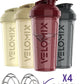 '-4 PACK- 28 oz Protein Shaker Bottle for Protein Mixes - 4x Wire Whisk | Leak Proof Shaker Cups for Protein Shakes | Protein Shaker Bottle Pack | Protein Shake Cup (Burgundy Pack)