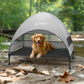 Veehoo Outdoor Dog Bed with Canopy, Cooling Elevated Pet Cot with Removable Shade, Non-Slip Feet, Raised Dog Cot for Large Dogs, Pet Tent Bed for Camping, Beach, Large, Black, CWC2411