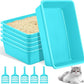Amyhill 5 Pcs Open Cat Litter Box Kitten Litter Pan with 5 Scooper Medium Plastic Pet Tray Durable Nonstick Kitten Box for Indoor Pets Cats Rabbit Supply Easy to Clean, 14.6x10.6x3.4 Inch (Blue)