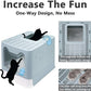 Foldable Cat Litter Box with Lid, Enclosed Potty, Large Top Entry Anti-Splashing Toilet, Easy to Clean Including Litter Scoop and 2-in-1 Cleaning Brush (Blue)