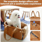2 and 1 Center Console Dog Car Seat & Carrier for Small Dogs, Large Leather Dog Car Bed with Storage Pocket, Waterproof PVC Leather Seat Travel Bed for Front & Back Seat, Clip-On Safety Leash