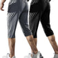 Men's Capri Pants 3/4 Joggers Gym/Workout/Hiking Below Knee Long Shorts Lightweight Quick Dry with Zipper Pockets