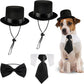 4 Pcs Pet Formal Halloween Costume Accessories Dog Wedding Bow Tie Top Hat Puppy Gentleman Costume for Small Medium Dogs Cats Halloween Party