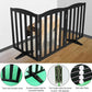 ZJSF Foldable Freestanding Indoor Dog Gate for House Wood Long Pet Gates Dog Fence for Stairs Puppy Gates for Hallways, Puppy Gate,Support Feet Included, Black, 24 "Height-3 Panels