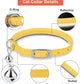 OOPSDOGGY Rolled Leather Cat Collar with Bell, Reflective Kitten Collars with Buckle Include Safety Elastic Strap - Adjustable Small Pet Collars for Boy Girl Cats (Yellow)