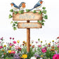 Personalized Bird Metal Sign with Stake,Custom Gardener Last Name Signs Outdoor Decor,Customized Flower Gardening Housewarming Gifts,Birds on the Branch Plaques for Patio Lawn Porch Backyard Farmhouse