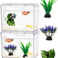 Mini Betta Fish Tank, Small Fish Bowl for Temporary Space, 0.2 Gallon Stackable Cube Tank with Artificial Plants and Gravels for Small Fish, Insect, Shrimp, Crab, Spider.(Pack-2)