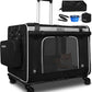 Petskd Extra Large Cat Carrier with Wheels and Litter Box, 24"x17"x17" Rolling Soft Carrier Until 55LBS Pets with 5 Breathable Mesh Windows and Locking Zippers for Long Distance Car Travel(Black)