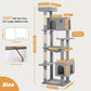 72” Cat Tree for Large Cats Big Cat Tower with Enlarged Hammock 21.6x17.7” Spacious Cats Condo House and Roomy Top Bed and Multiple Scratch Posts for Indoor Adult Cats (Grey, XLarge-72)