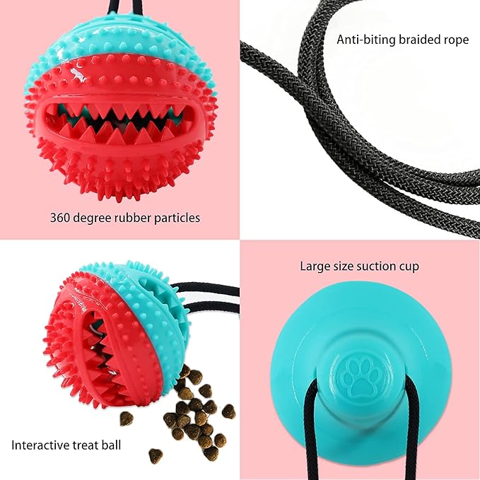 Dog Toys Dog Chew Toys for Aggressive chewers, Puppy Dog Training Treats Teething Rope Toys for Boredom Dog Puzzle Treat Food Dispensing Ball Toys for Puppies Teething (Blue)