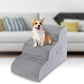 High Density Foam Dog Stairs Steps, 17.8’’ Non-Slip Extra Wide Deep Pet Steps for Beds Or Couches, for Injured or Older Pets Dogs and Cats with Joint Pain, 3-Tiers (Grey)