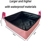 Pink Portable Cat Litter Box, Firm Waterproof Foldable for Travelling for Cats, Including Crinkle Ball, Poop Bags, Foldable Bowl and Scoop, 15.8x15.8x5.9 inches