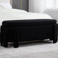 Kmax 50" Storage Ottoman Bench Modern Faux Fur Boucle Entryway Bench Comfy Upholstered End of Bed Bench for Hallway Entrance Bedroom Corner, Black