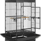 ZENY 68-Inch Birdcage, Playtop Parrot Cage, Wrought Iron Bird Cage with Rolling Stand, Heavy-Duty Pet Bird House for Parrot Cockatiel Cockatoo Parakeet Macaw Finches, Black
