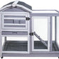 GEGURI Rabbit Hutch Indoor Rabbit Cage Outdoor, Wooden Bunny Cages for Guinea Pig with Wheels, Removable Tray, Ramp