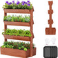 SUNYRISY 4 Tiers Vertical Wooden Raised Garden Bed Outdoor, Freestanding Garden Planter Box Stand for Planting Herbs Flowers Vegetables Outdoor Gardening