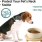 Ceramic Elevated Dog Food and Water Bowl, Kitty Bowl, Raised Dog Dish, Pet Feeder (6inch, 1 x Beige + Stand)