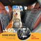 APetsPlanet Dog Car Seat Cover for Back Seat Hard Bottom - Waterproof Backseat Extender for Dogs - Pet Hammock Bed for Car, Truck, SUV with Mesh Window & Storage - Black Leather, with Door Covers