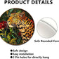 Lygond Metal Sign Tin Sign Circular Stained Glass Leopard Minimalist Wall Art for Garden 12×12 Inches
