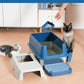 XL Stainless Steel Enclosed Litter Box with Covered for Indoor Cats, High Sides, Eliminates Odors, Easy Clean, Blue, FOXORU