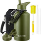 Half Gallon Insulated Water Bottle, 64 oz Triple Wall Stainless Steel Flask, Keeps Drinks Cold for 48 Hrs Leak-Proof & BPA-Free Half Gallon Jug with Paracord Handle, Straw & Spout Lids(Army Green)