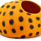 Woolygon Premium Felt Cat Cave Bed - Polka Dot Series - Wool Kitty Beds Handcrafted Kitten Caves Bed for Indoor Cats - Eco-Friendly Merino Wool, Foldable Cat Hideaway Cat Houses (Orange/Black Dots)