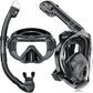 Full Face Snorkel Mask, Snorkeling Gear for Adults Men and Women, 180 Degrees Panoramic View Snorkel Set Anti-Fog Anti-Leak, Dry Top System and Travel Bag for Swimming, Snorkeling