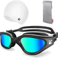 ZIONOR G1 Lite Swim Goggles with Swim Cap Comfortable Anti-fog Swimming Goggles Cap Set for Adult Men Women